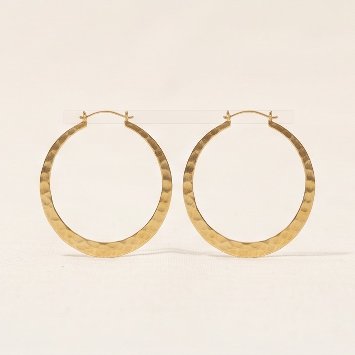 Hammered Brass Hoop Earrings