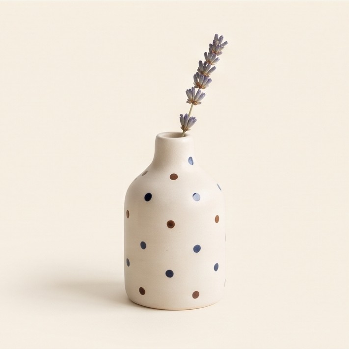 Hand-Painted Polka Dot Bud Vase