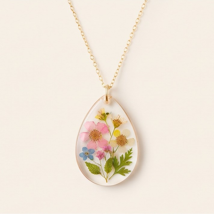 Pressed Flower Resin Pendant