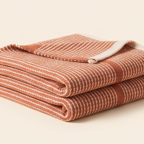 Terracotta Striped Throw